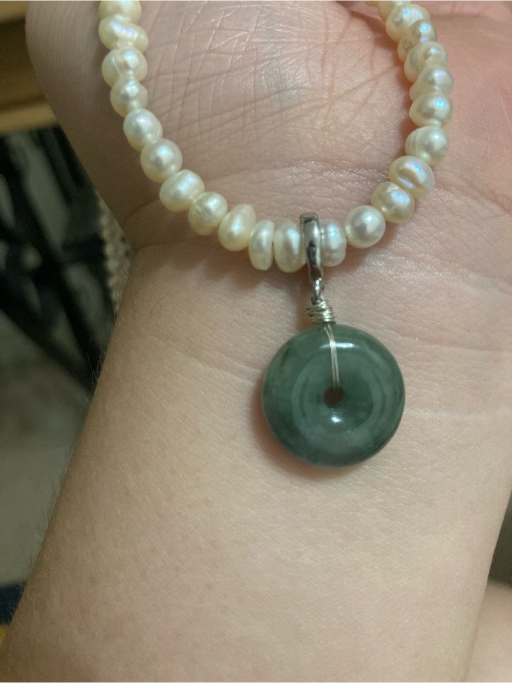 Genuine Natural grade A Jadeite Green Donut Pendant - Picture 2 of 6